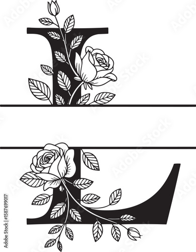 Decorative Split Letter Monogram Set, Split Monogram Alphabet Letters A–Z, Decorative Font for Personalization, Elegant Split Monogram Alphabet, A-Z Letters | SVG Cut Files for Cricut & Silhouette