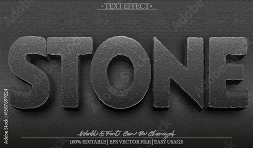 Stone Vector Text Effect Editable Alphabet Black Rock Charcoal Marble Mining