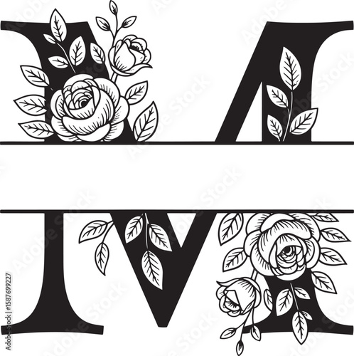 Decorative Split Letter Monogram Set, Split Monogram Alphabet Letters A–Z, Decorative Font for Personalization, Elegant Split Monogram Alphabet, A-Z Letters | SVG Cut Files for Cricut & Silhouette