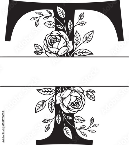 Decorative Split Letter Monogram Set, Split Monogram Alphabet Letters A–Z, Decorative Font for Personalization, Elegant Split Monogram Alphabet, A-Z Letters | SVG Cut Files for Cricut & Silhouette