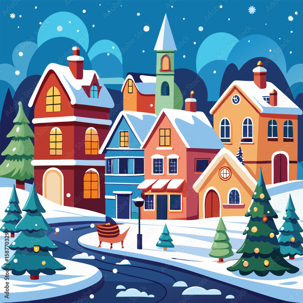 Fototapeta premium christmas town vector