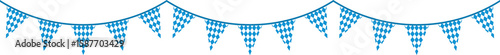 Seamless Bavarian Flag Party Bunting with Blue and White Diamond Pattern for Oktoberfest