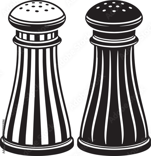 Black and white salt and pepper shakers salt shaker seasoning