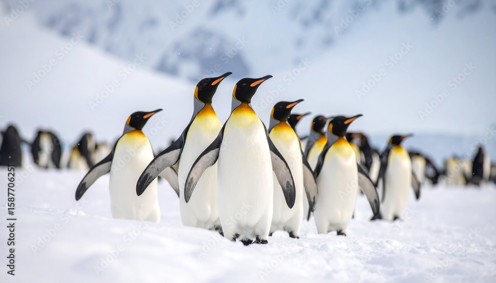 Fototapeta premium Penguin in Antarctica – Wild Antarctic Penguin in Icy Natural Habitat. 
