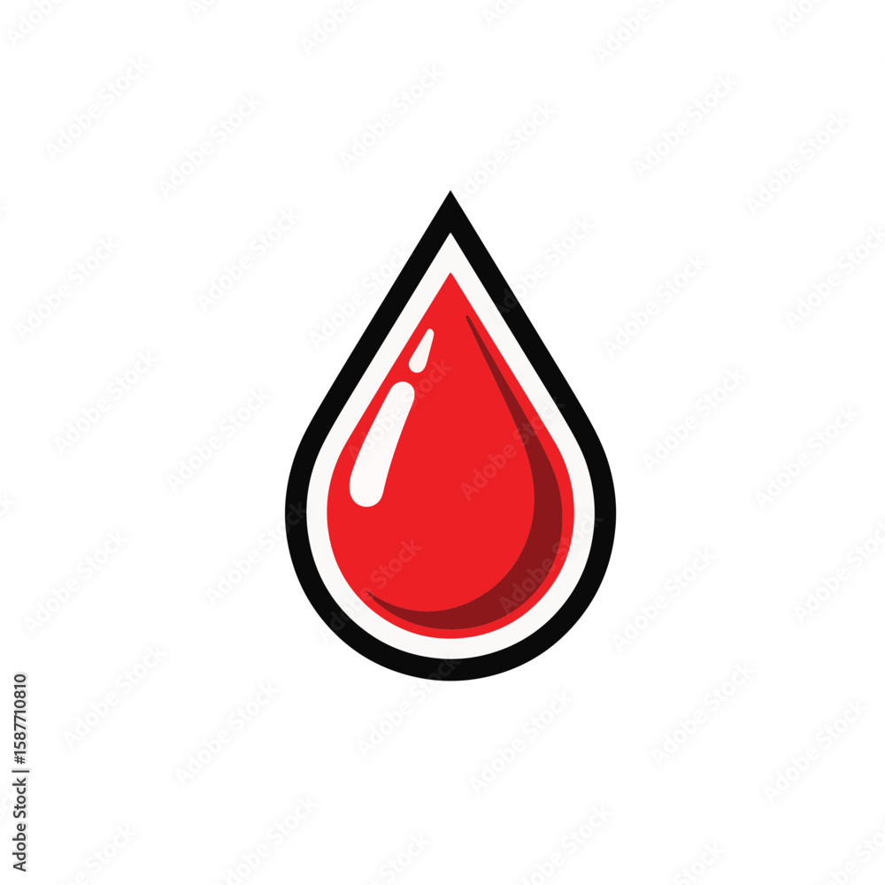 Minimalist red blood drop illustration on white background, symbolism of life Minimalist red blood drop illustration on white background, symbolism of life