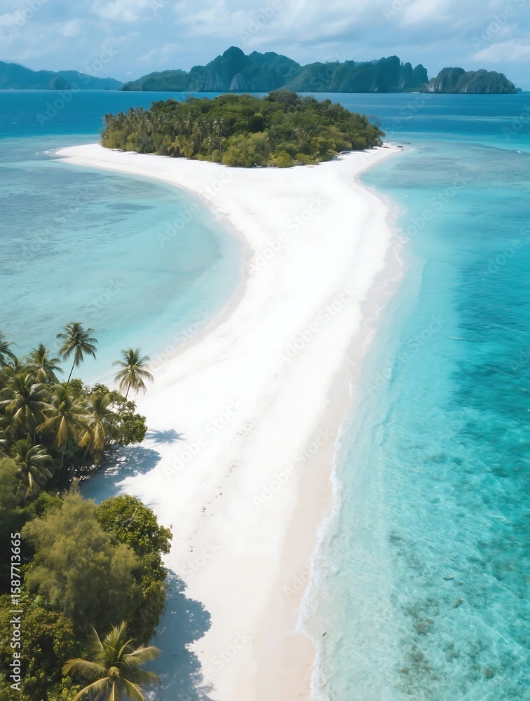 Obraz premium White sand and crystal clear waters of Onuk Island in Balabac, Palawan, Philippines