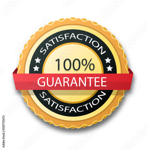 Unwavering Assurance: A visually appealing emblem proclaiming a 100% satisfaction guarantee, a powerful symbol of commitment to customer happiness.