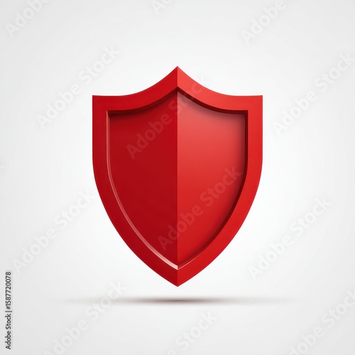Red 3D Shield Icon on White Background