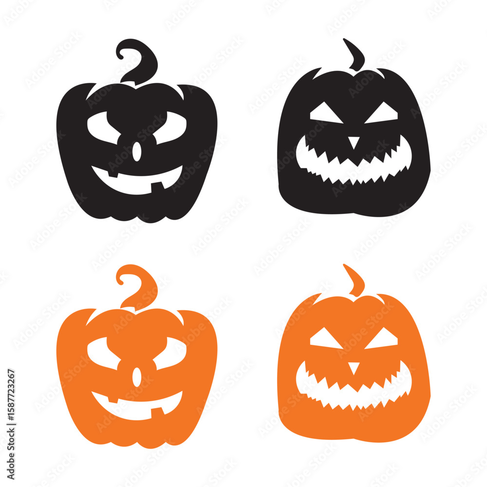 Obraz premium Halloween face icon set