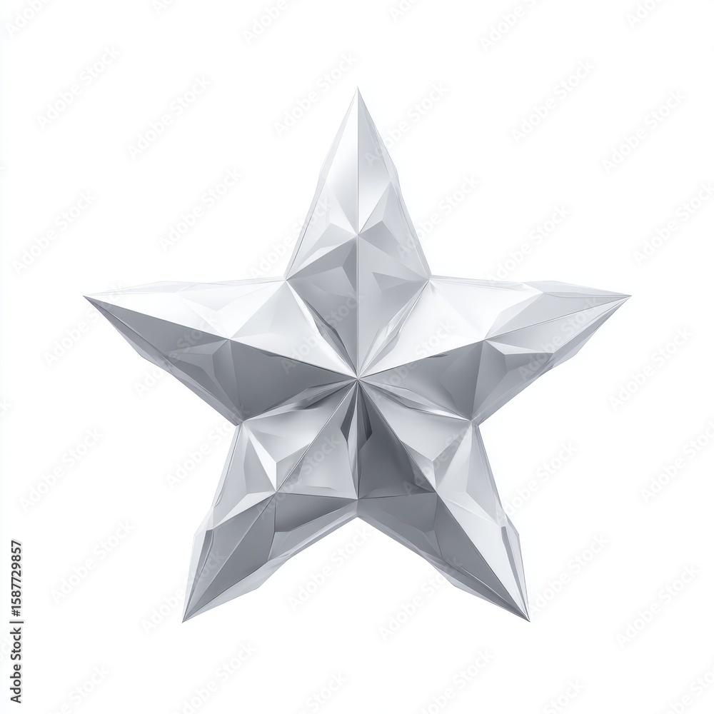Fototapeta premium Silver Faceted Geometric Star 3D Render