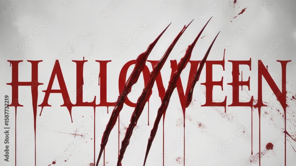 Halloween Letters with Dripping Blood and Claw Marks