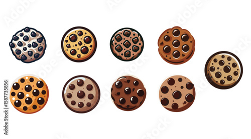 Chocolate chip cookie vector icon