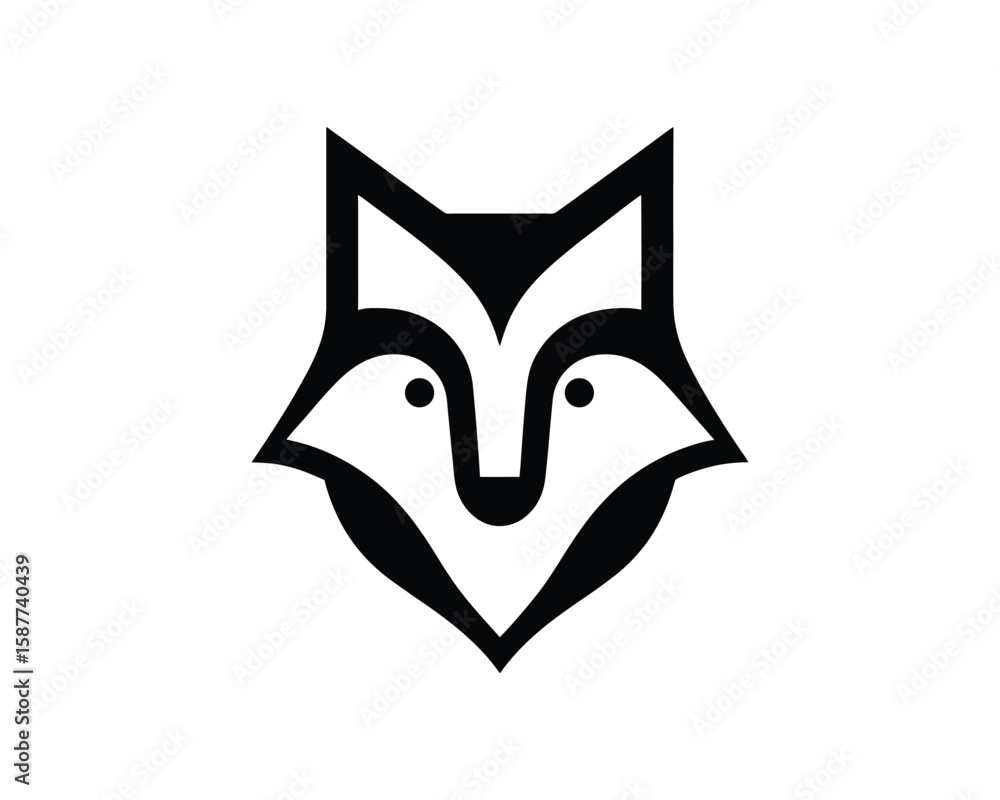 Fototapeta premium Bold Minimalist fox head vector icon design
