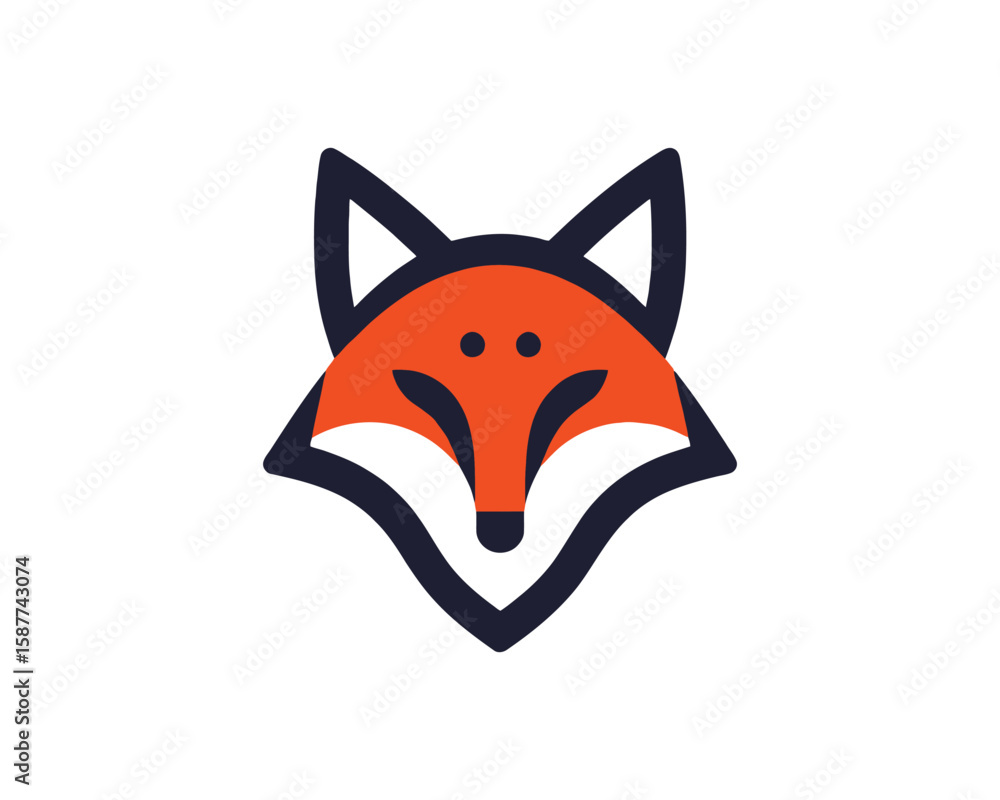 Obraz premium Minimalist geometric fox head vector illustration