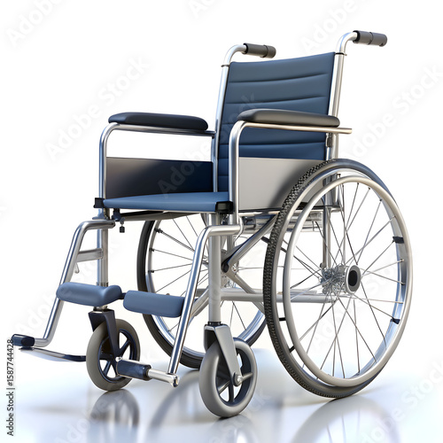 manual wheelchair 3d rendering isolated on white background
