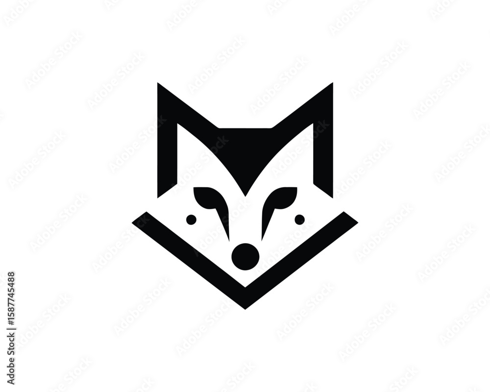 Fototapeta premium Minimalist fox head symbol vector illustration