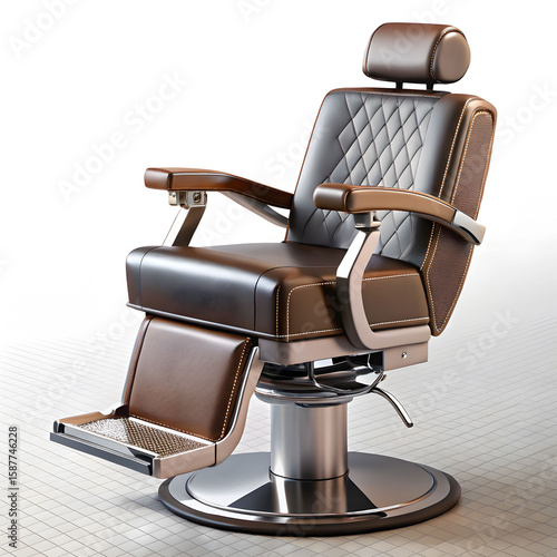 barber chair 3d rendering isolated on transparent