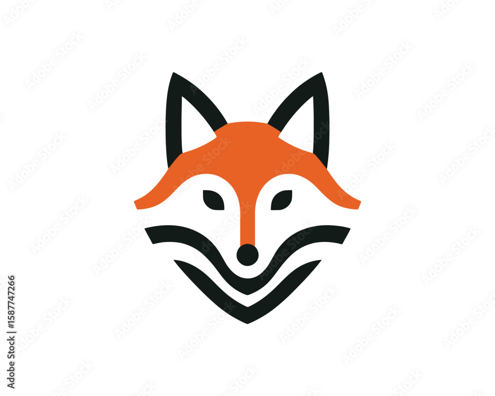 Obraz premium Minimalist geometric fox head vector logo design