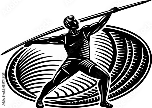 Javelin Thrower Illustration - Dynamic Athletic Motion Design