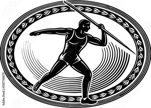 Javelin Thrower Illustration - Dynamic Athletic Motion Design