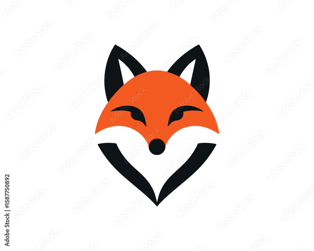 Obraz premium Bold Minimalist geometric fox head vector logo design