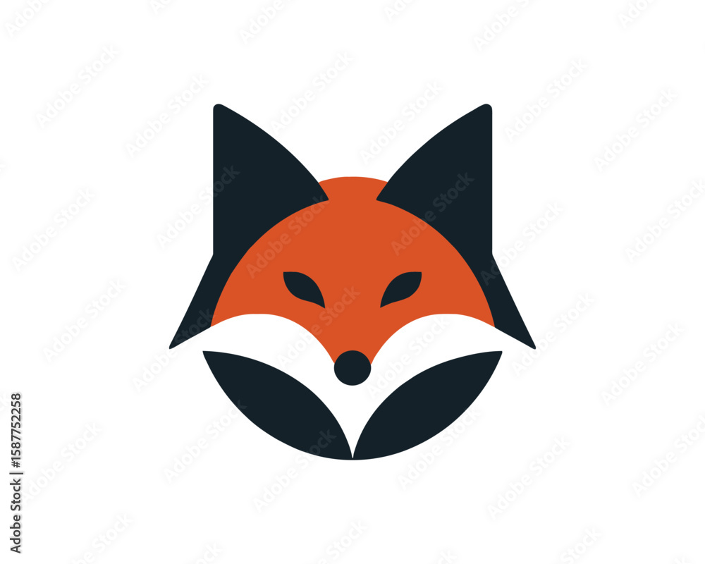 Obraz premium Geometric fox face logo design minimalist vector emblem