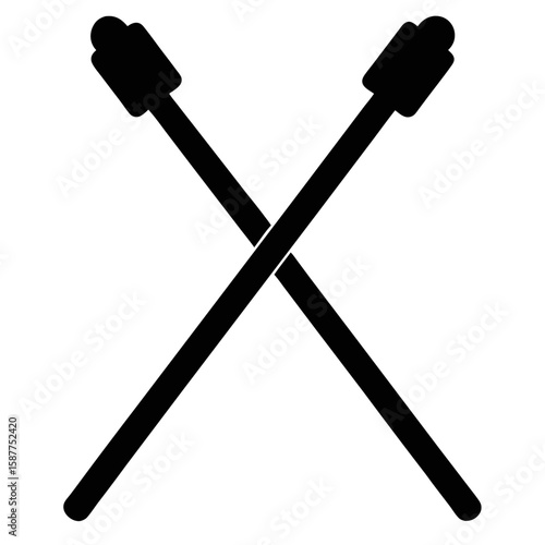 Simple black silhouette of a pair of chopsticks isolated on white background