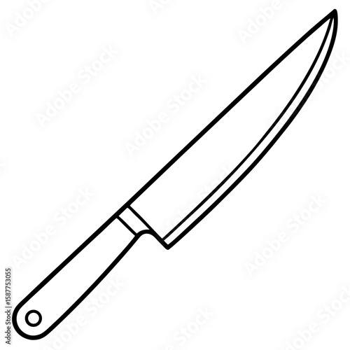 Simple line art illustration of a sharp kitchen knife with a clean blade isolated on white background