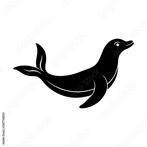 Sea lion marine mammal aquatic animal ocean wildlife vector silhouette