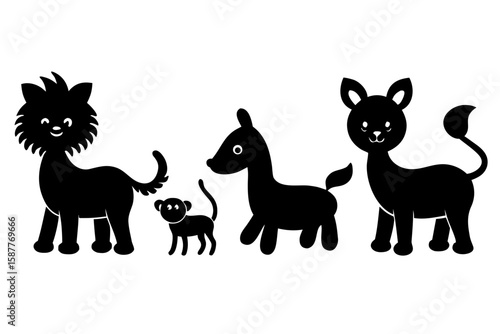 Wallpaper Mural Vector art of silhouette of set of funny cats Torontodigital.ca