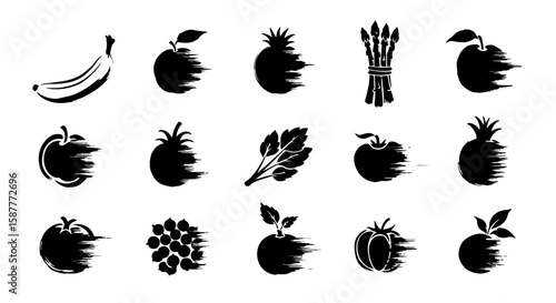 A vibrant fruit icon presents a delightful visual of fresh and healthy produce, suitable for a website promoting nutrition, balanced diets, or grocery stores, evoking natural goodness, silhouette
