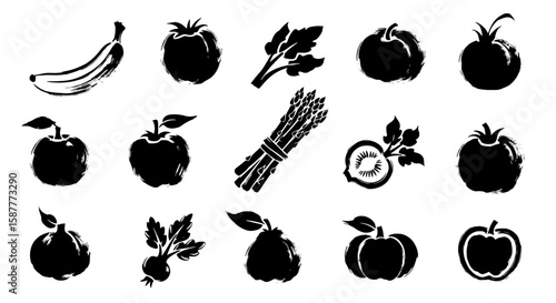 A vibrant fruit icon showcases the freshness of ripe produce, perfect for representing healthy eating, delicious snacks, and colorful botanical elements in various designs, silhouette