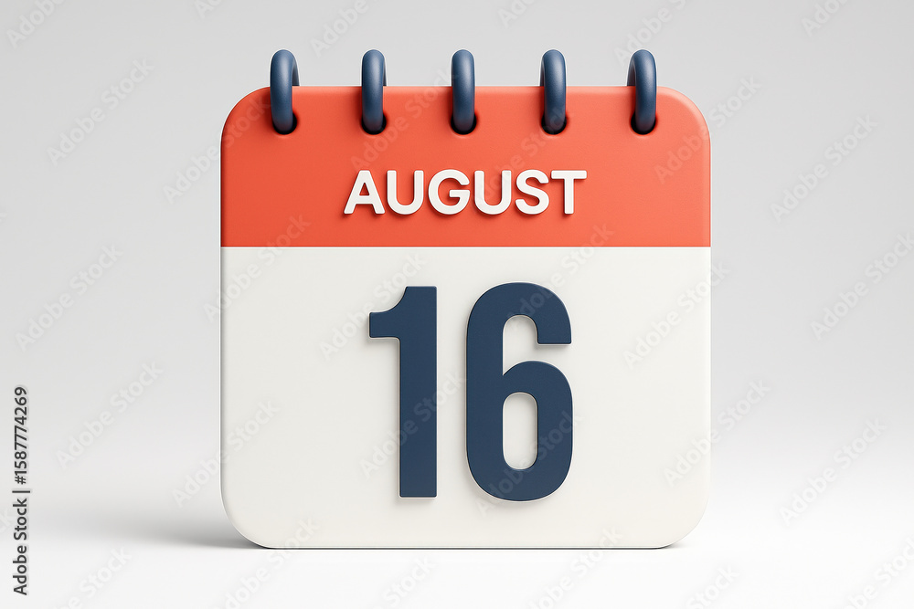 Fototapeta premium August 16th Calendar Page Illustrating Schedule and Important Date Reminder for Planning and Organization in Red