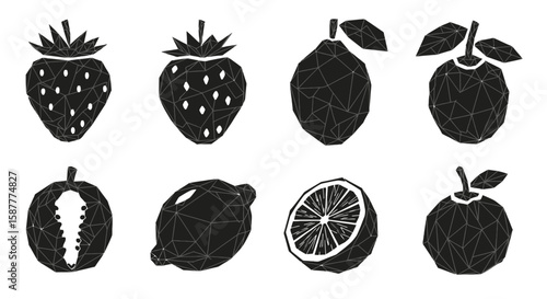 A vibrant fruit icon represents fresh produce, embodying healthy eating and colorful ingredients, perfect for culinary designs and nutritional information, silhouette