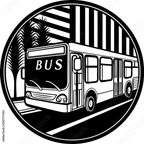 bus (linocut style)