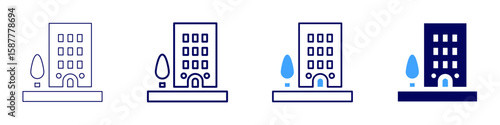 Building management icon in 4 different styles. Thin Line, Line, Bold Line, Duotone. Duotone style. Editable stroke