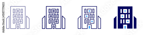 Building section icon in 4 different styles. Thin Line, Line, Bold Line, Duotone. Duotone style. Editable stroke