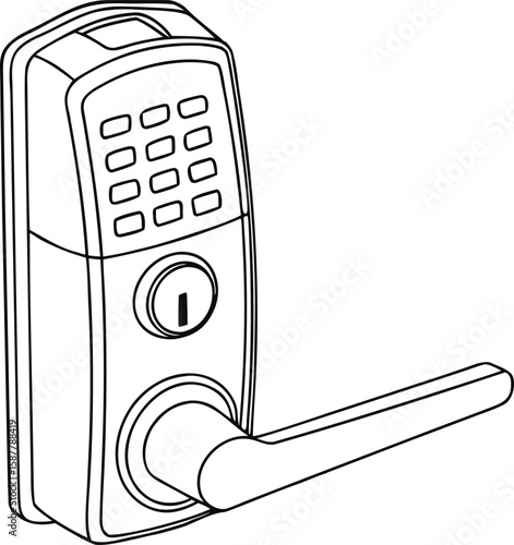 Smart door lock features keyhole and number pad for secure access
