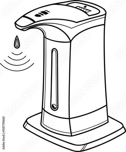 Automatic dispenser line drawing offers sanitization and hygiene promotion