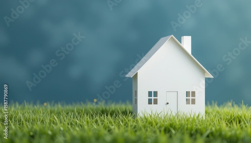 Wallpaper Mural Dream Home in Green Field Under a Teal Sky Torontodigital.ca