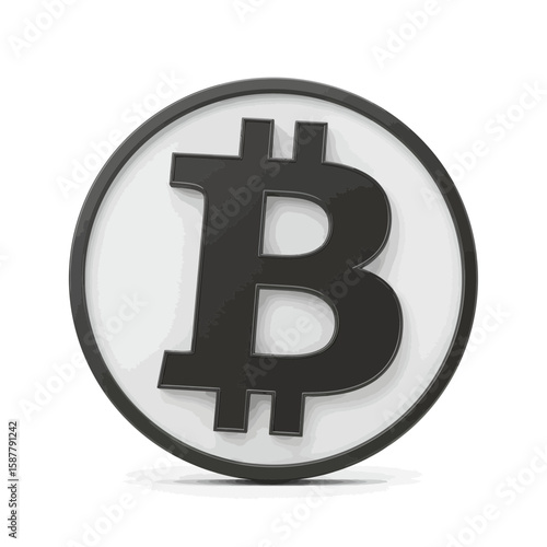A Bitcoin symbol, rendered in black and white, featuring a circular design with a prominent "B" at its center.