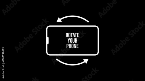 Rotate your phone. Simple motion graphic animation with rotation of shape text and smartphone.