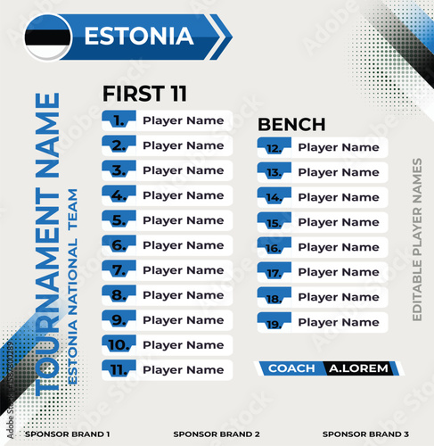 Line up for first 11 of Estonia Team