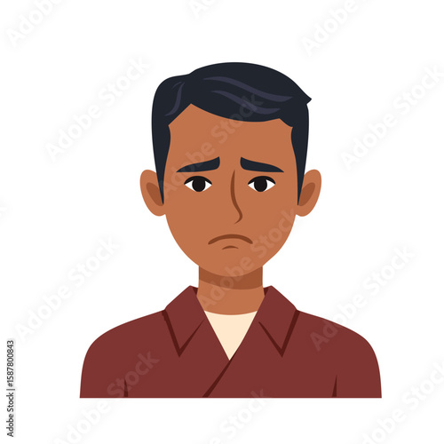 Sad Man Face – Flat Character Vector
