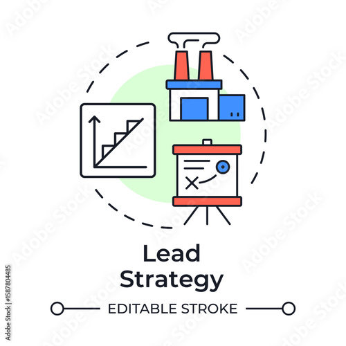 Lead strategy multi color concept icon. Increases resources for predicted demand. Capacity management. Round shape line illustration. Abstract idea. Graphic design. Easy to use in presentation