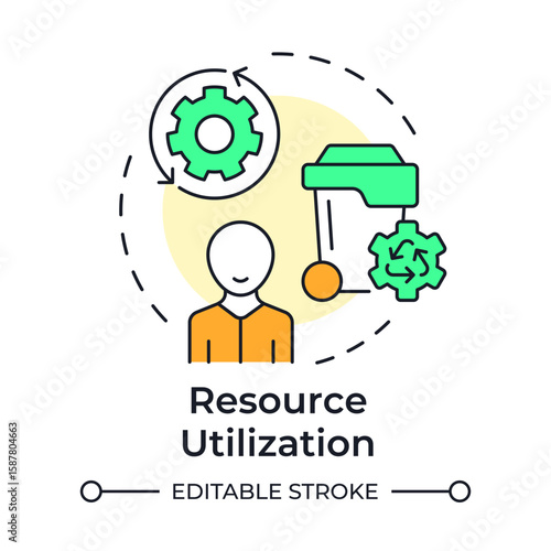 Resource utilization multi color concept icon. Strategic efficient usage. Benefit of capacity management. Round shape line illustration. Abstract idea. Graphic design. Easy to use in presentation
