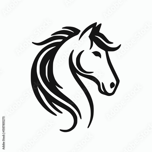 Wallpaper Mural Single line horse head in solid black, speed and elegance symbol, vector flat logo Torontodigital.ca