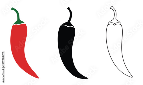 Hot chili paper icon vector, Chili Pepper Silhouette vector