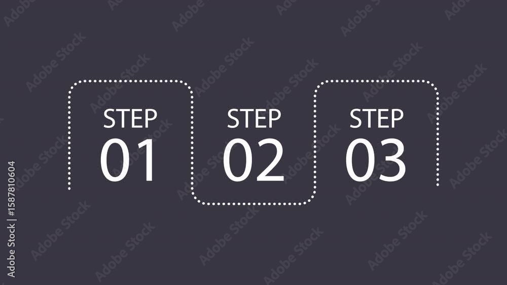 School lesson monochrome square infographic 3 steps template animation ...