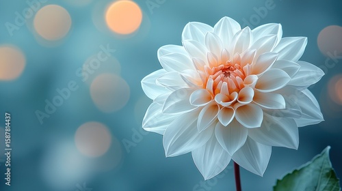Delicate white dahlia in soft focus